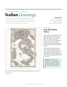 Italy Genealogy Cheat Sheet