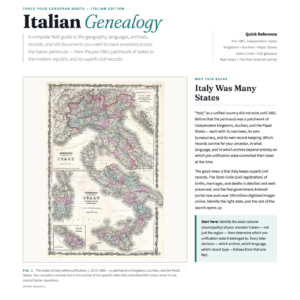 Italy Genealogy Cheat Sheet